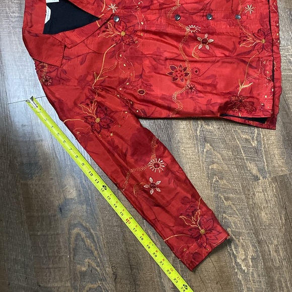 VNTG 100% SILK APPLIQUÉ EMBROIDERED LIGHTWEIGHT JACKET GOLD STITCHING HAND MADE - Picture 16 of 16